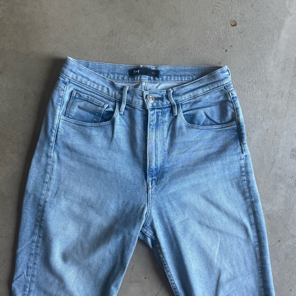 NYC 3x1 three-tone legs Blue Denim Jeans, ankle length and raw hem (28)